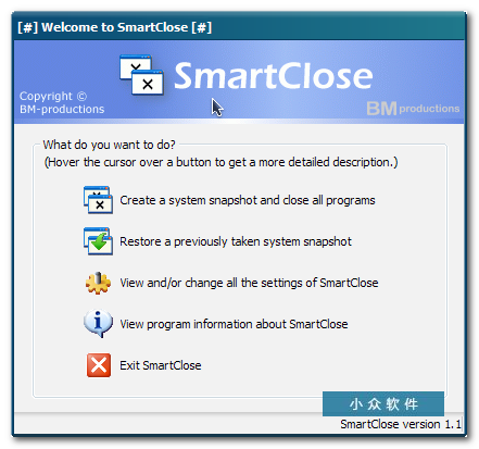 SmartClose - 快照当前程序，关闭后可恢复 1