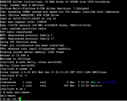 jslinux - “在线”版本的 Linux 1