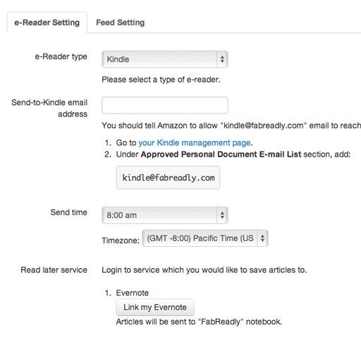FabReadly - 将 Feedly 推送到 Kindle 1