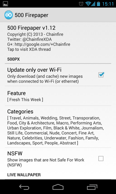 500 Firepaper - 从 500px 自动获取壁纸[Android] 2