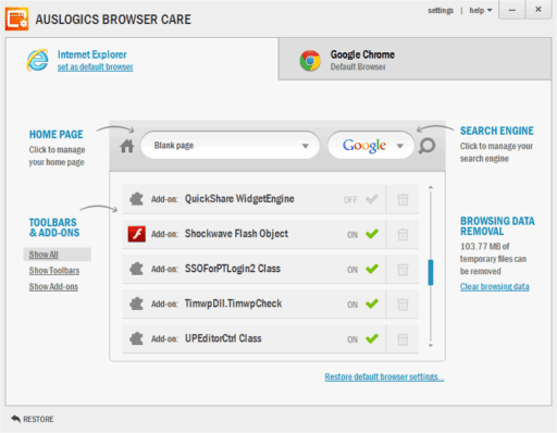 Auslogics Browser Care - 浏览器清理助手 1