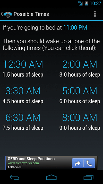 90night: SleepyTime Calculator - 计算睡眠时间并提醒[Android] 2