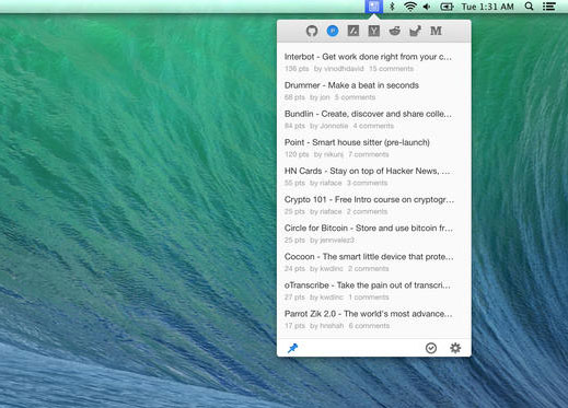 One - 在菜单栏阅读 Hacker News/Product Hunt[OS X] 1