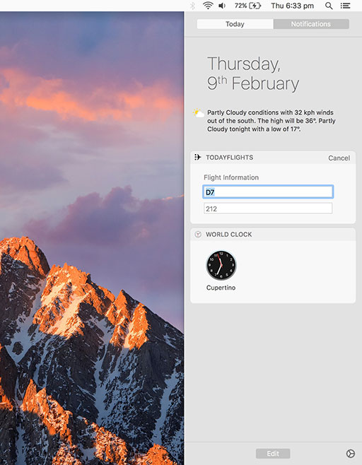 TodayFlights - 在 macOS 通知中心的追踪航班状态 2