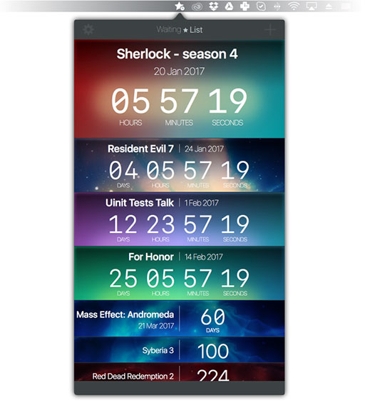 WaitingList 是一款 macOS 上很漂亮的「倒计时」工具 1