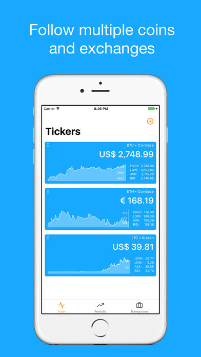 Bitfolio - 支持 6 家国外交易所的「虚拟币行情」追踪与资产记录应用 [iPad/iPhone] 2