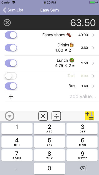 Easy Sum - 帮你在计算发票、账单、购物清单的时候做加法 [iPad/iPhone] 1