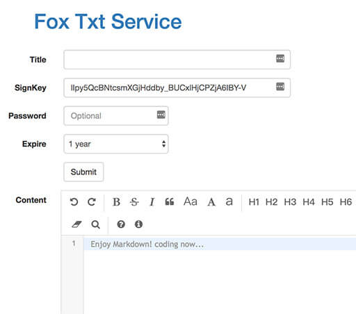 Fox Txt Service - 免费、简洁、有点丑的「在线临时文本分享」工具 1