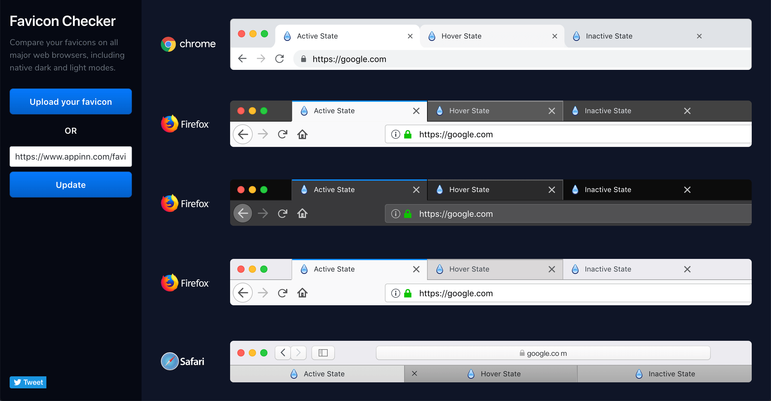 Favicon Checker - 在不同浏览器预览你的 Favicon 图标是否漂亮 1