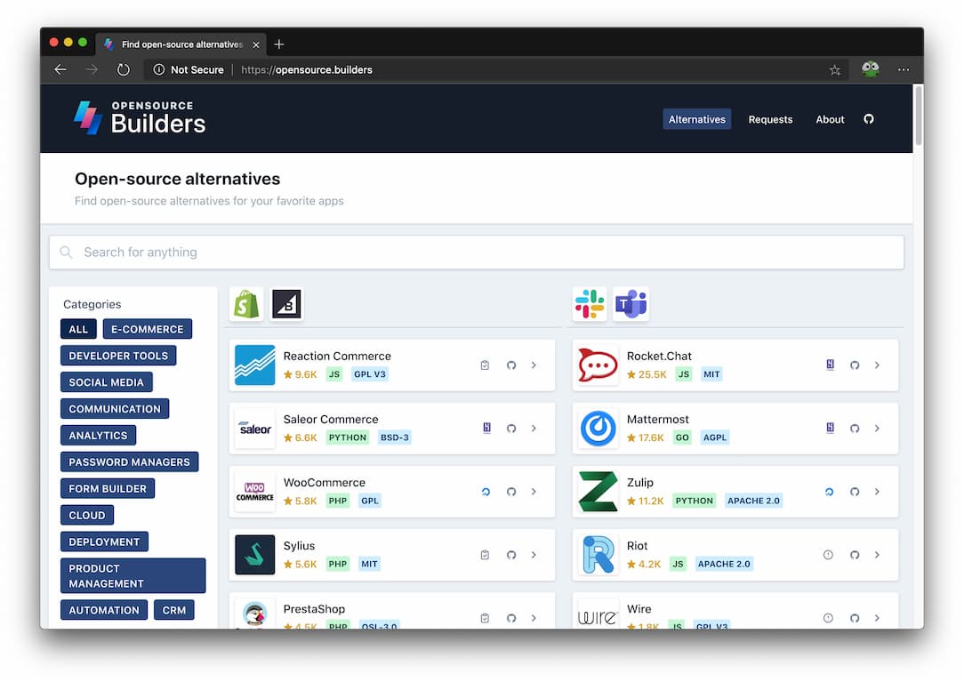 Opensource Builders - GitHub、1Password、TeamViewer、Facebook、Zoom、Instagram 等大牌的开源替代品们 2