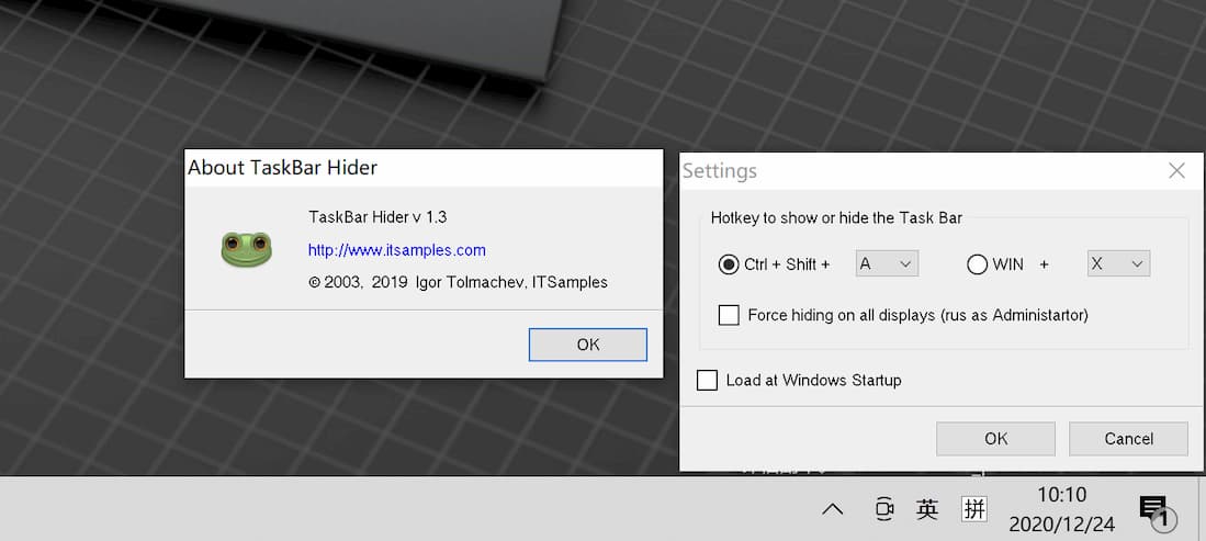 TaskBar Hider - 用快捷键手动隐藏任务栏[Windows] 1