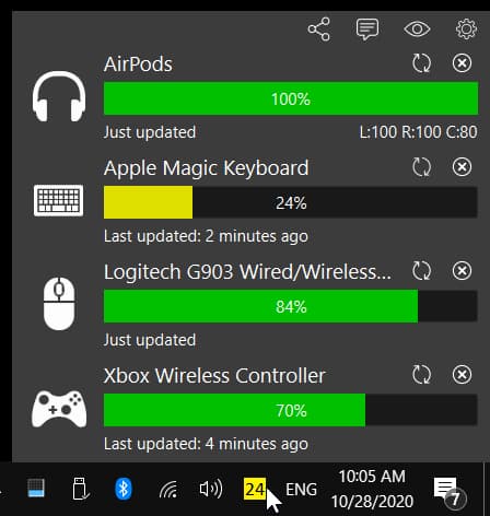 Bluetooth Battery Monitor - 在任务栏检测蓝牙设备电量[Windows]