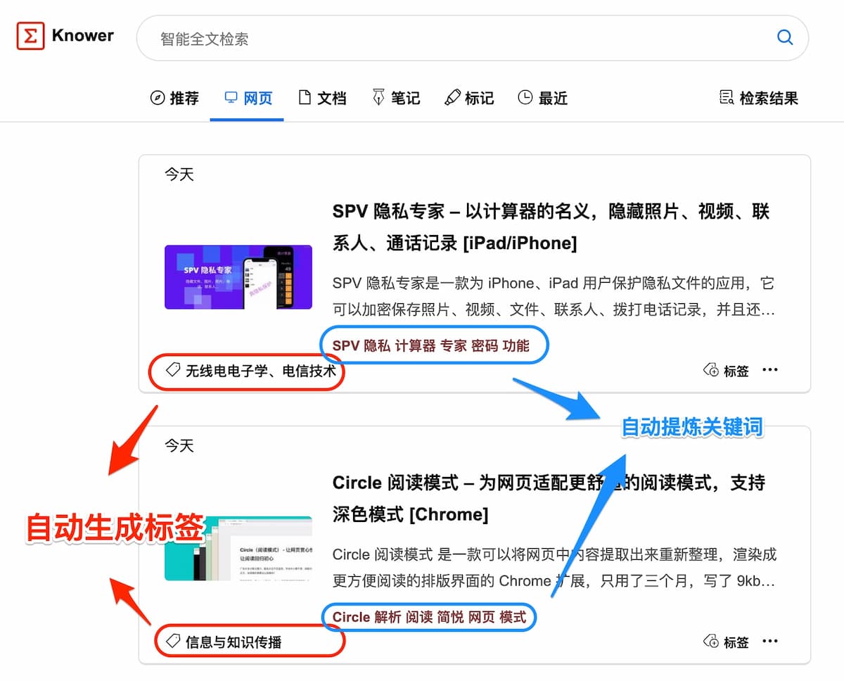 Knower - 能自动识别、提炼、检索、聚合的网络书签、文档收藏工具 2