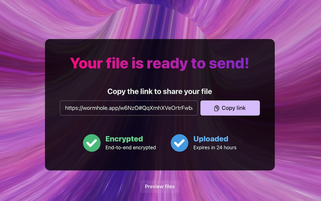 Wormhole - 只需要 2 步，简单、私密的文件传输工具[Web]